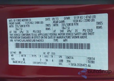 2014 Ford Escape Titanium from USA, damaged, VIN 1FMCU0J95EUB14053